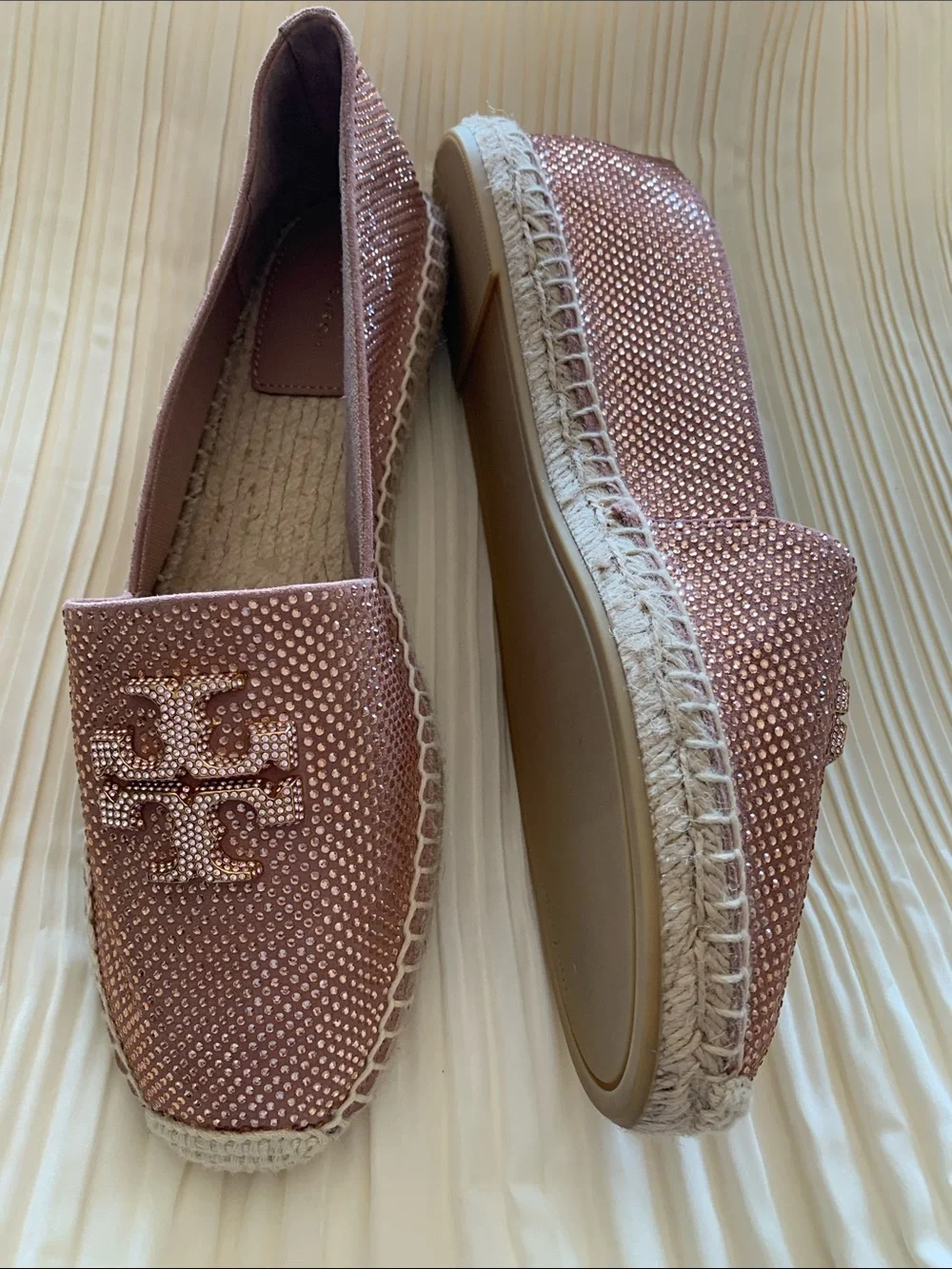 Tory Burch Pink Sparkle  Espadrille Slip-On Size 9.5